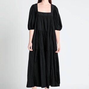 Redvalentino Black Square Neck Flare Ruffle Dress Size 2 NWT